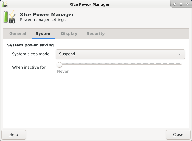 Disabling Automatic System Suspend in XFCE Power Manager