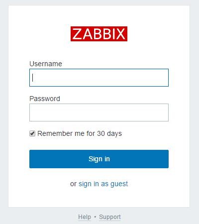 The Zabbix login screen