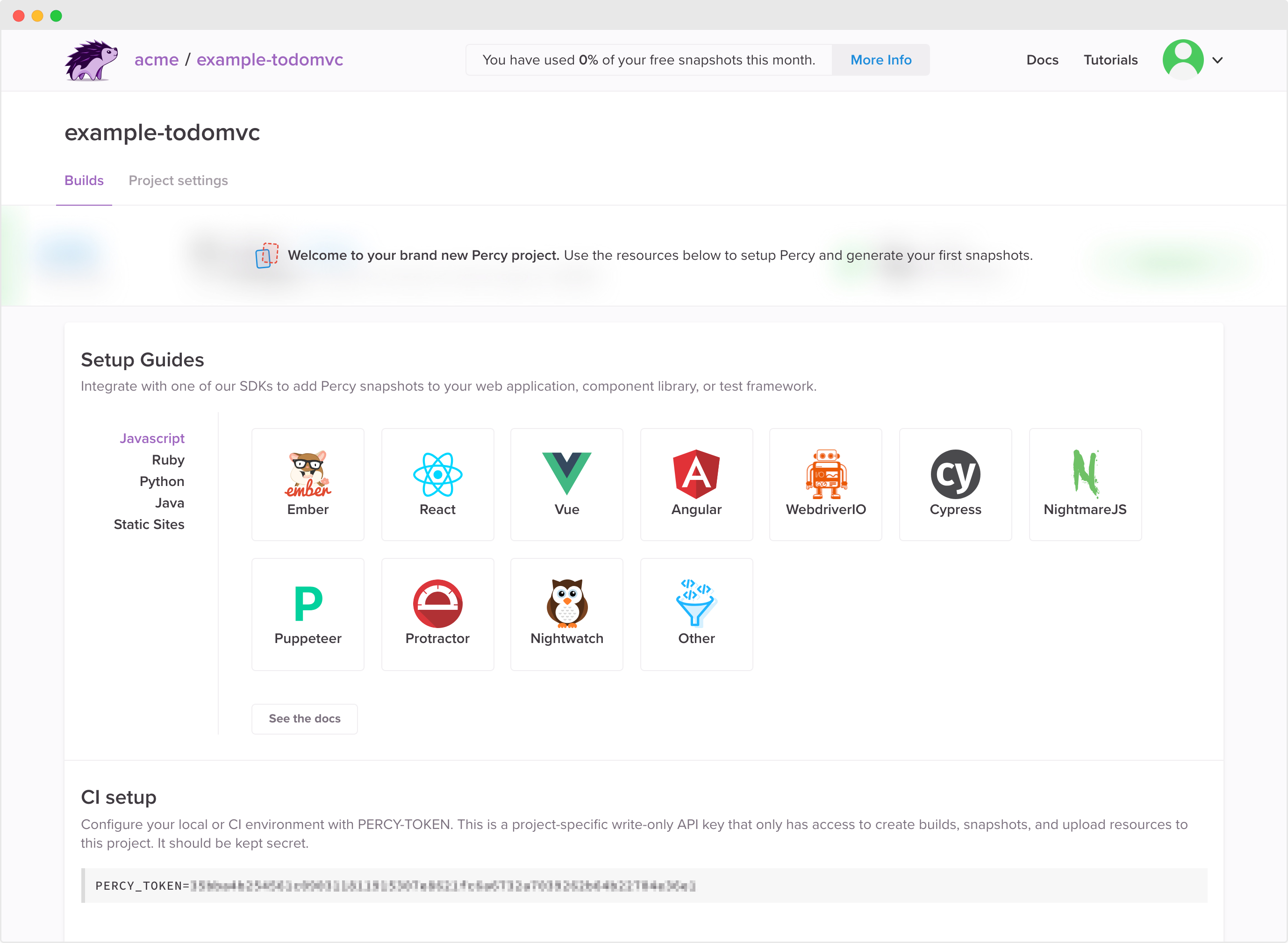 Setting up your Percy project