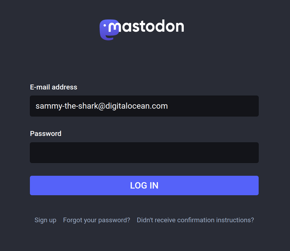 Sign in with your email address and the generated password.