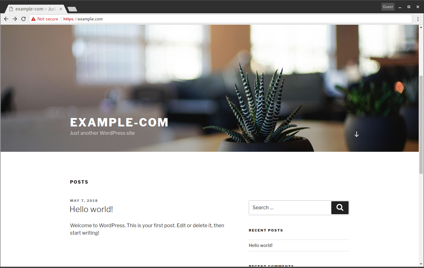 WordPress default installation screenshot