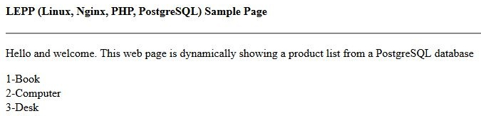 PHP Dynamic Web Page showing PostgreSQL Data