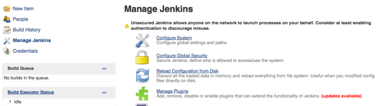 The "Manage Jenkins" page.