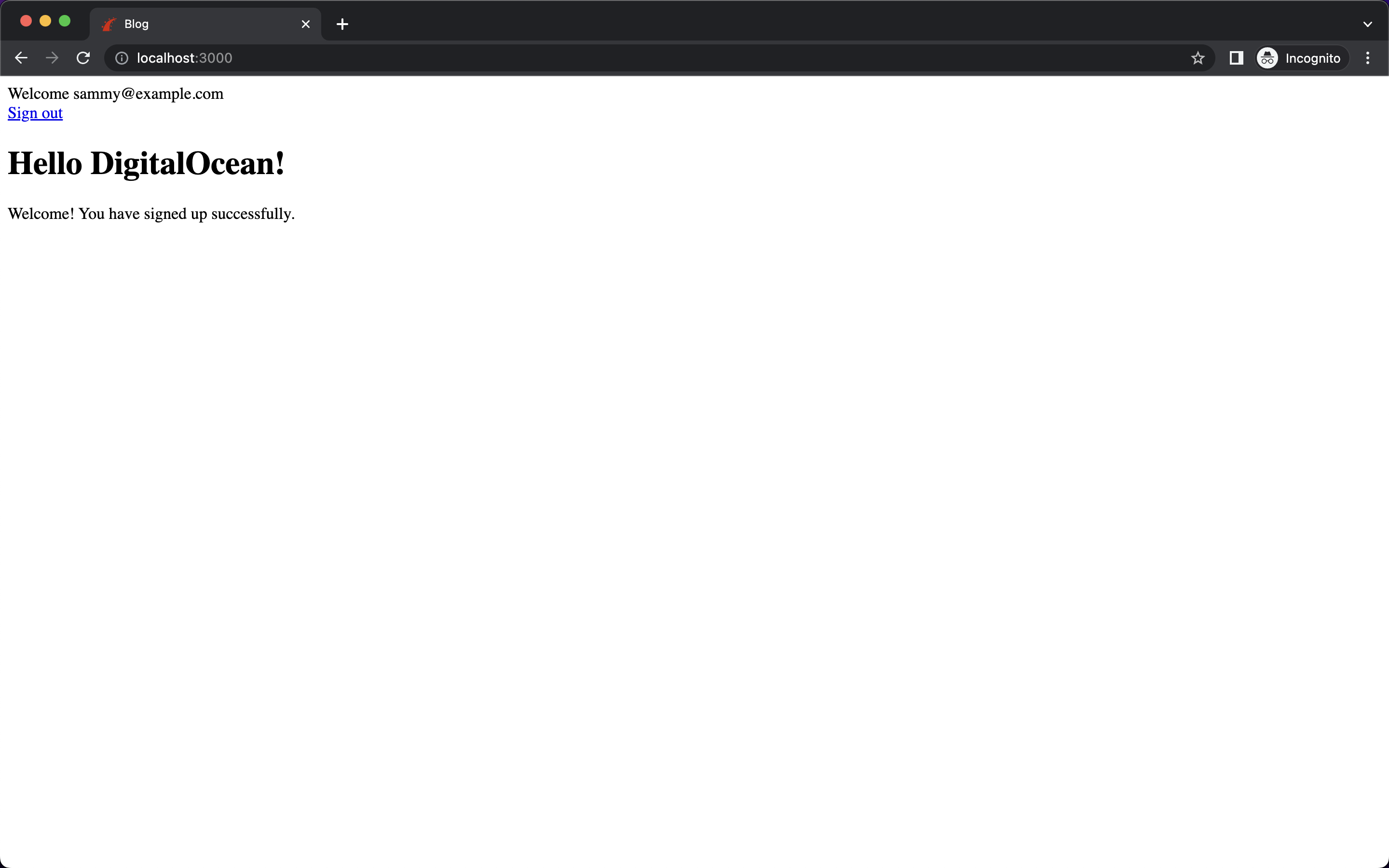 The landing page after the user has signed in