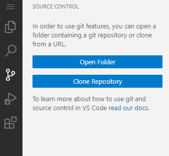 Screencapture of the source control menu open to display the Git pane