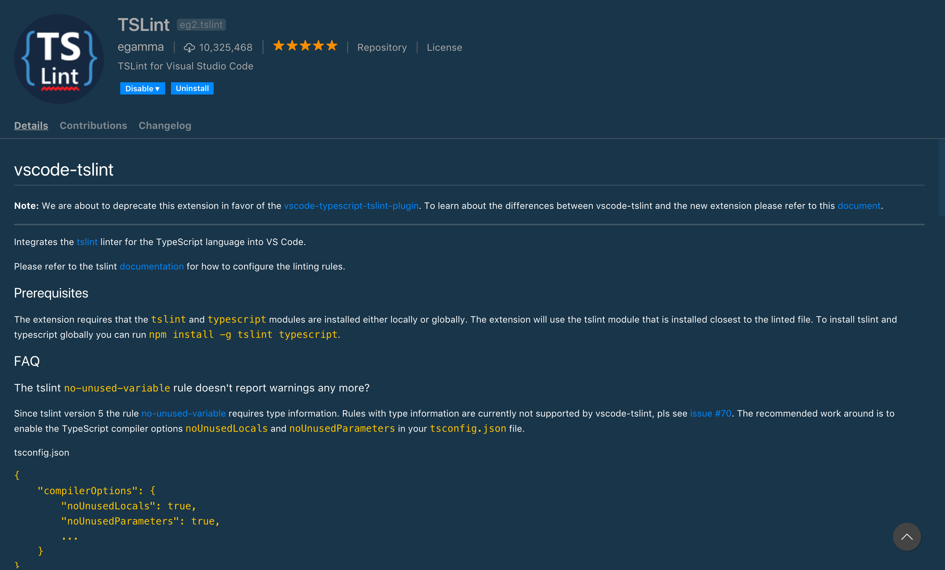 Image of the TSLint page