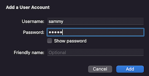 Screencapture showing the "Add a username account" option