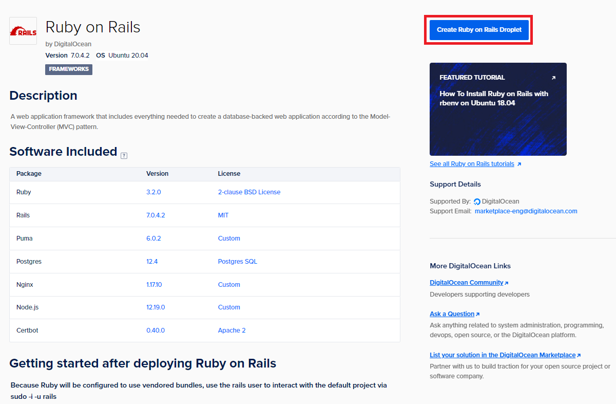 Ruby on Rails 1-Click Create Docker Droplet