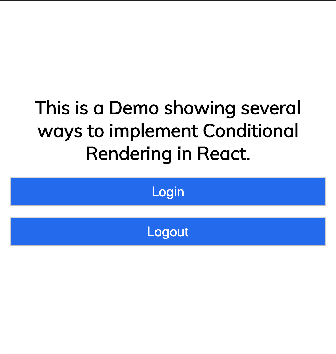 带有登录和注销按钮的React应用程序屏幕截图