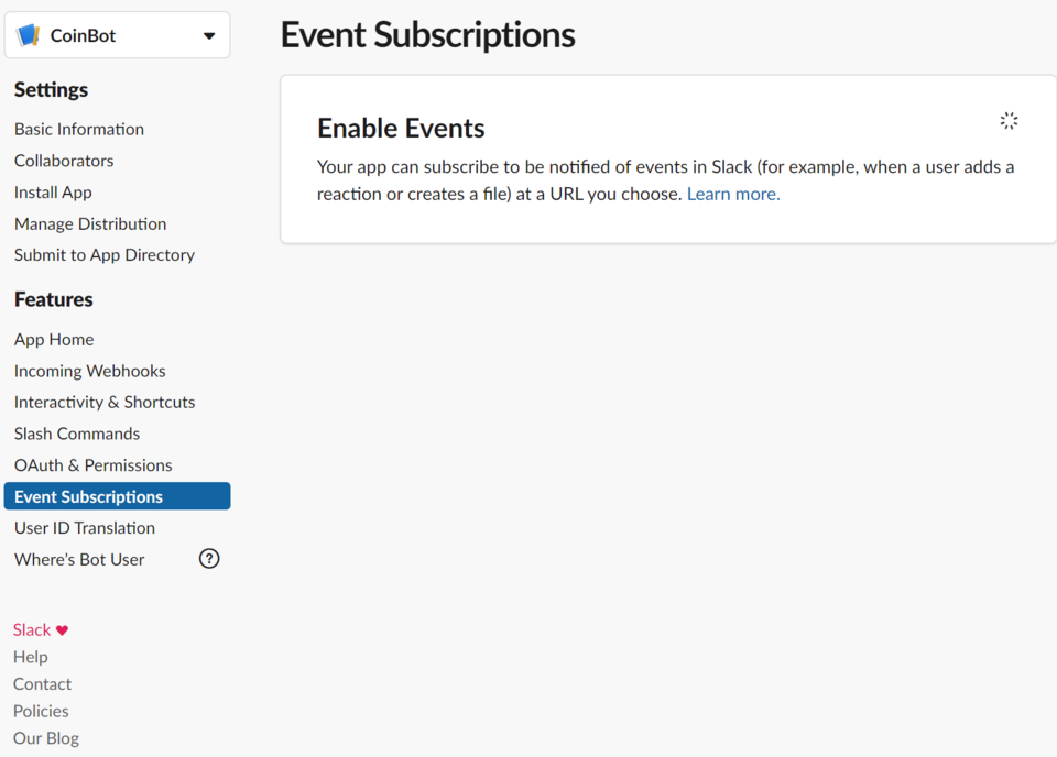 Enable Events Button