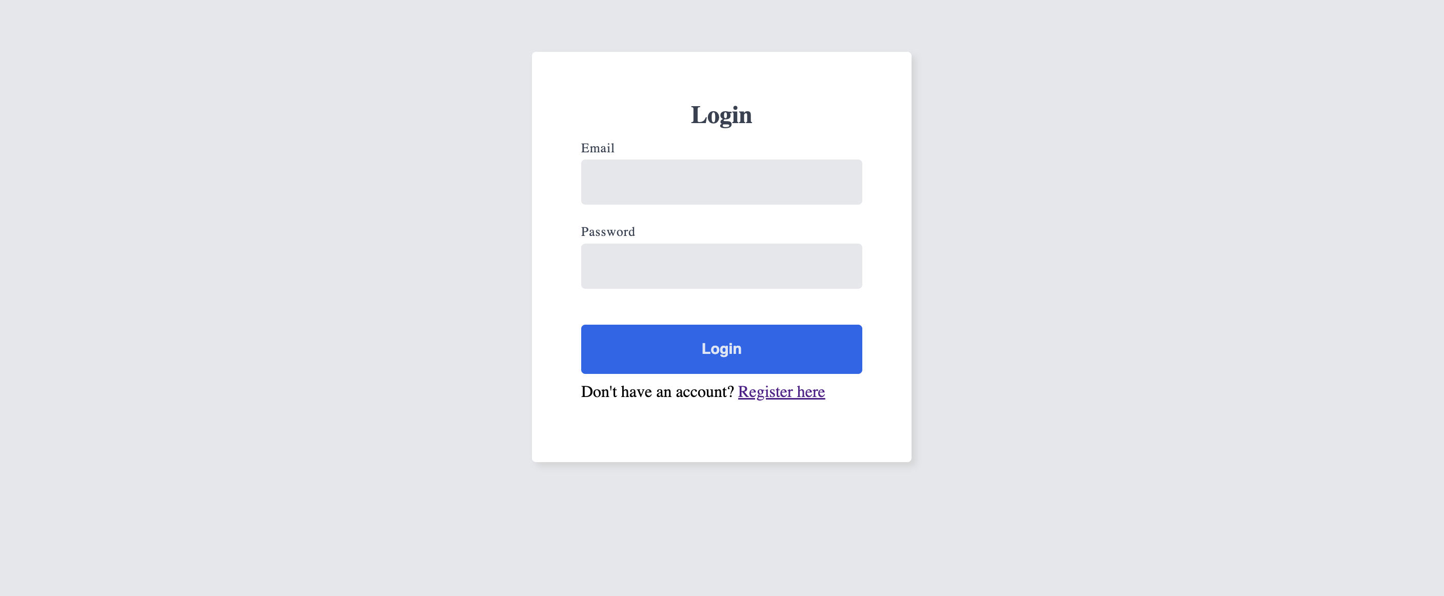 A Login page showing page title, inputs and login button