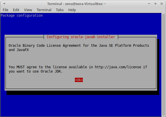 Oracle's License Agreement Page