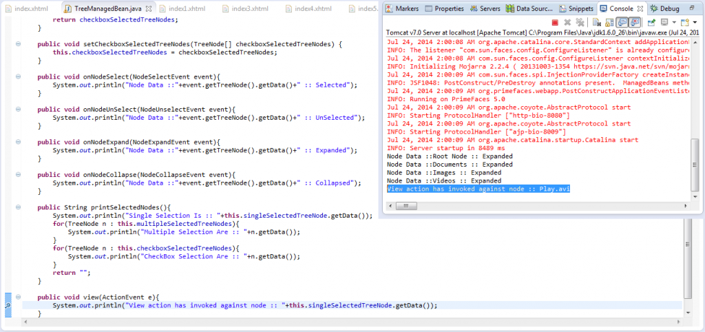 Primefaces Tree - ContextMenu - Print Out Selected Node Data