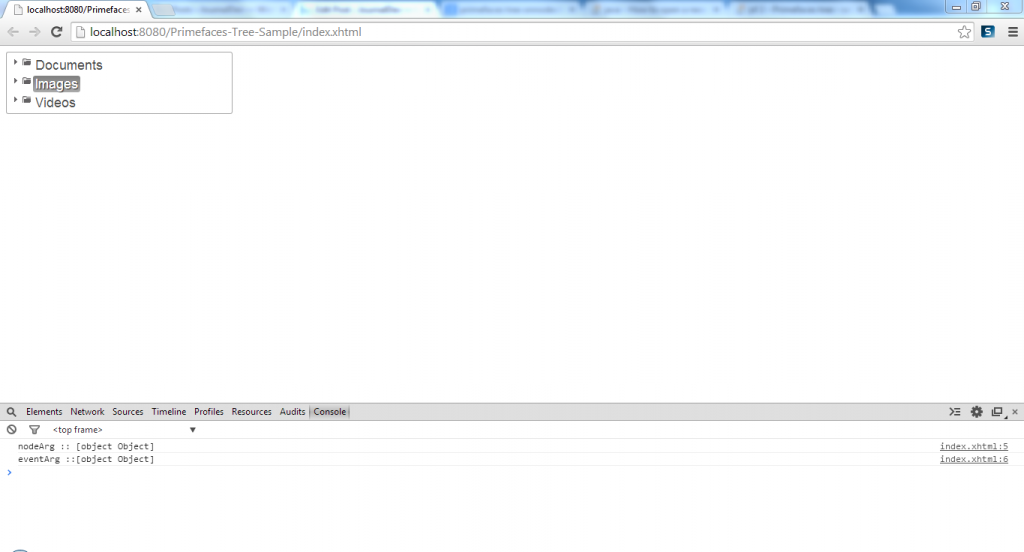 Primefaces Tree - OnNodeClick Example