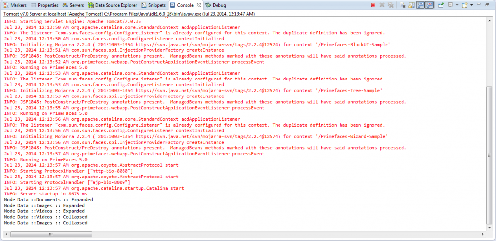Primefaces Tree, Primefaces TreeNode Ajax Events Messages