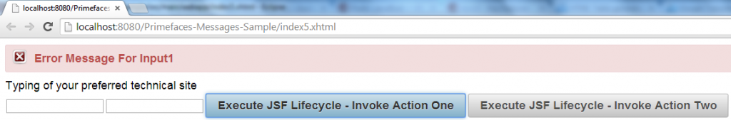 Primefaces Messages - Target Message - Input 1