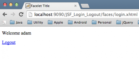 JSF Authentication, JSF Logout