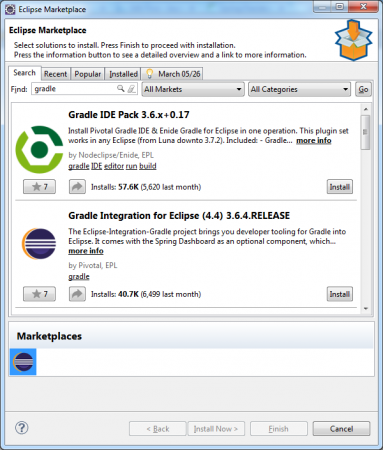 Gradle eclipse Plugin Install marketplace