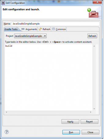 Gradle eclipse Example编辑配置构建command