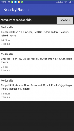 Android Neighbor Places Using Google Places api