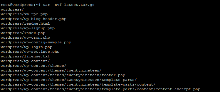 Uncompress Wordpress Tarball
