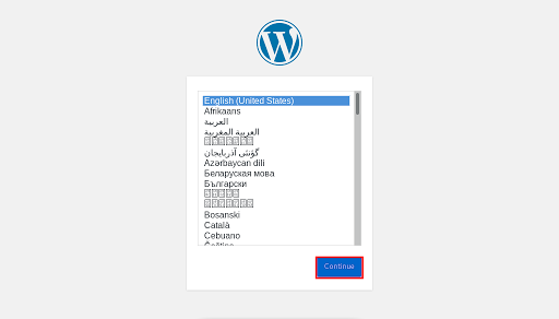 Choose Language For Wordpress Installation