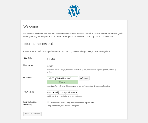 Provide Wordpress Site Information