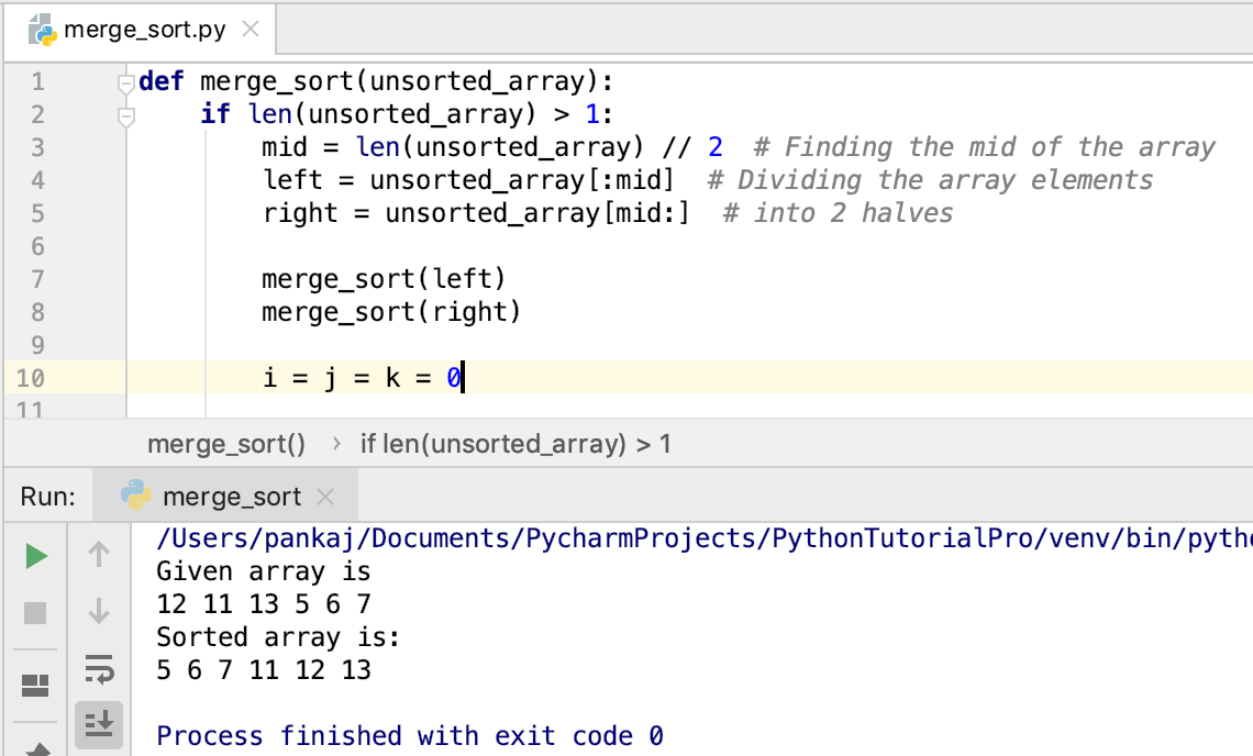 Merge Sort Python Code