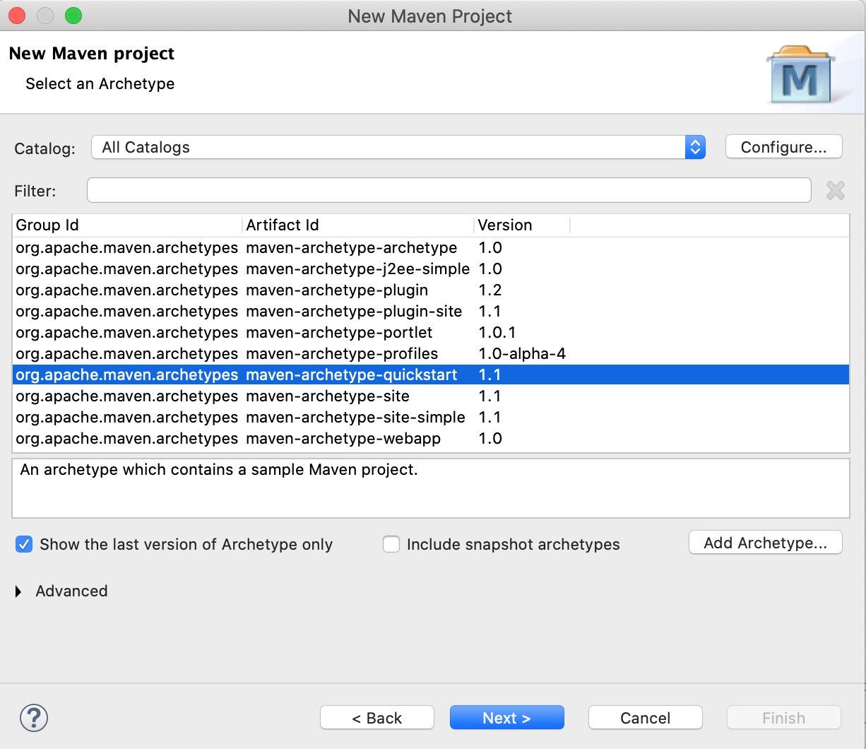 Eclipse New Maven Project Select Archetype
