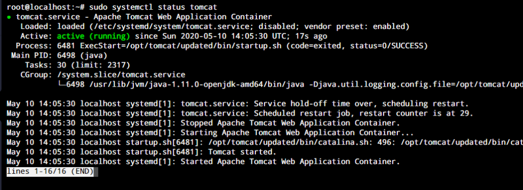 Systemctl Tomcat Running