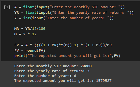 Sample Output SIP Funds