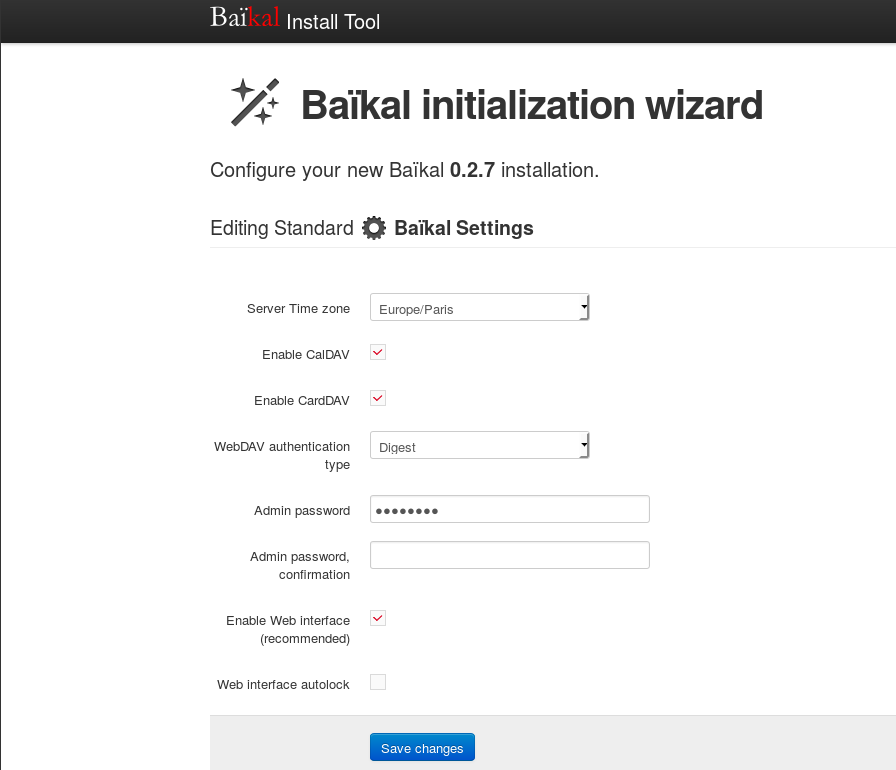 Baïkal initialization wizard