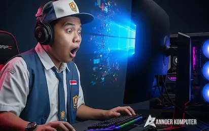 Ilustrasi siswa pertama kali menghadapi error pada PC