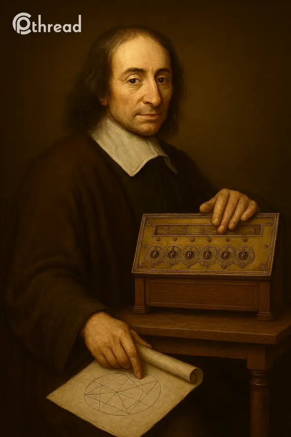 Lukisan Blaise Pascal dengan karya-nya Pascaline