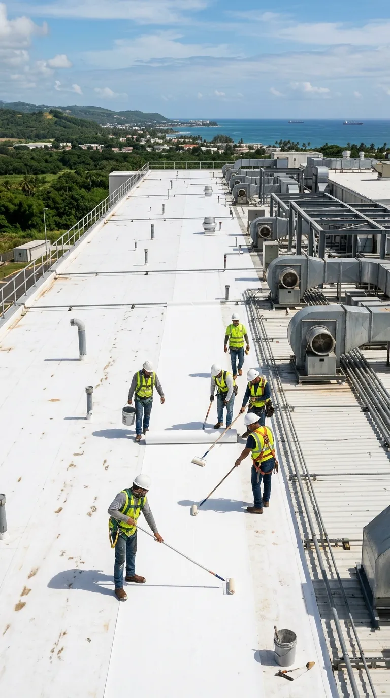 Sellado de techo industrial — naves y plantas en Aguada, Puerto Rico