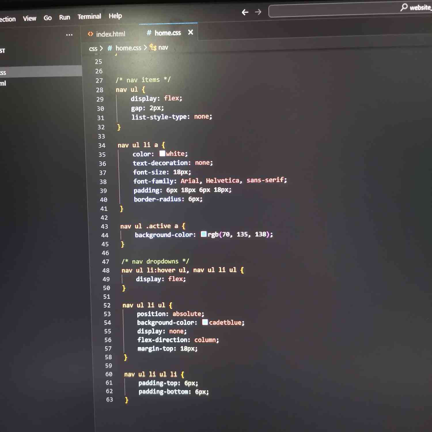 The top part of Aritmatica's early CSS file