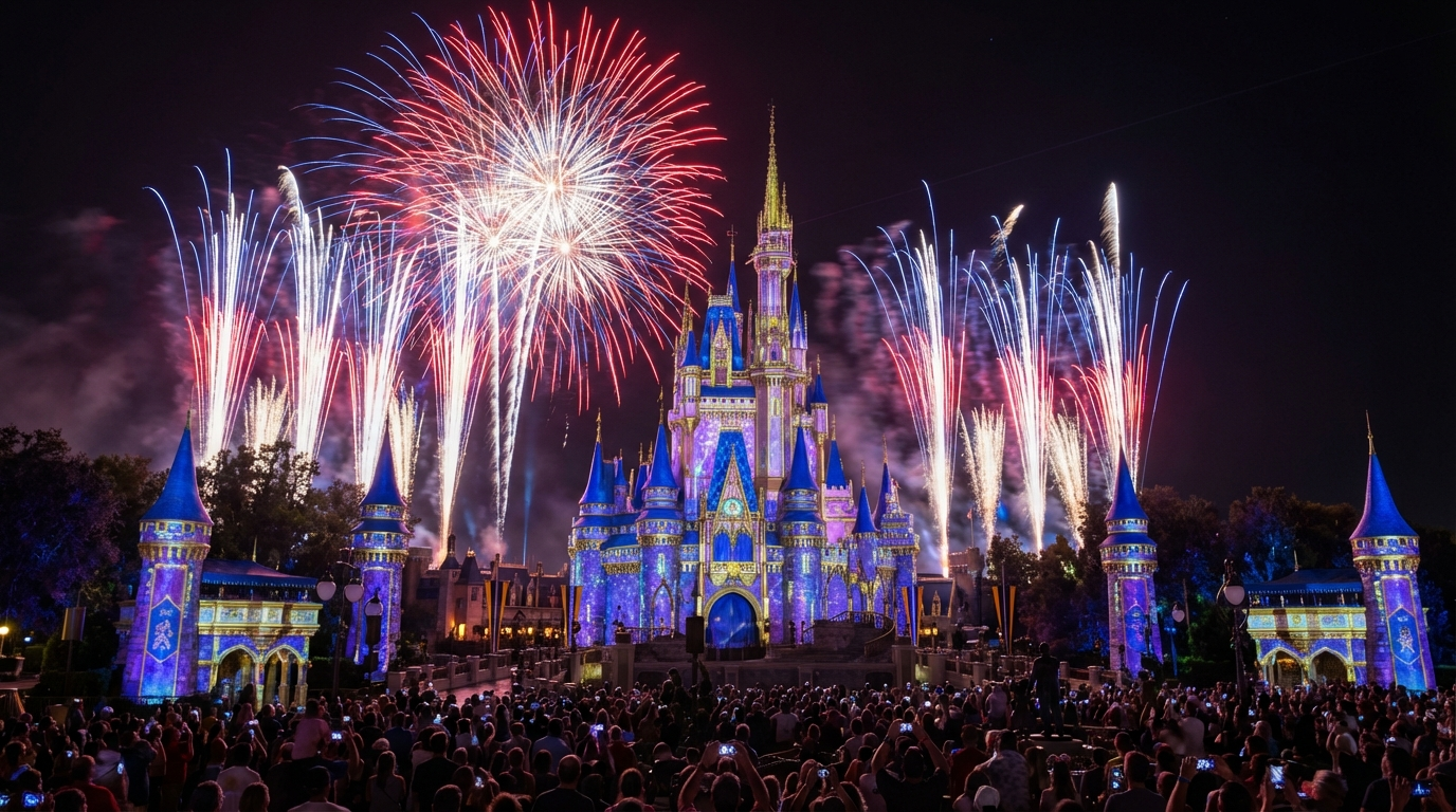 Magic Kingdom Cinderella Castle fuegos