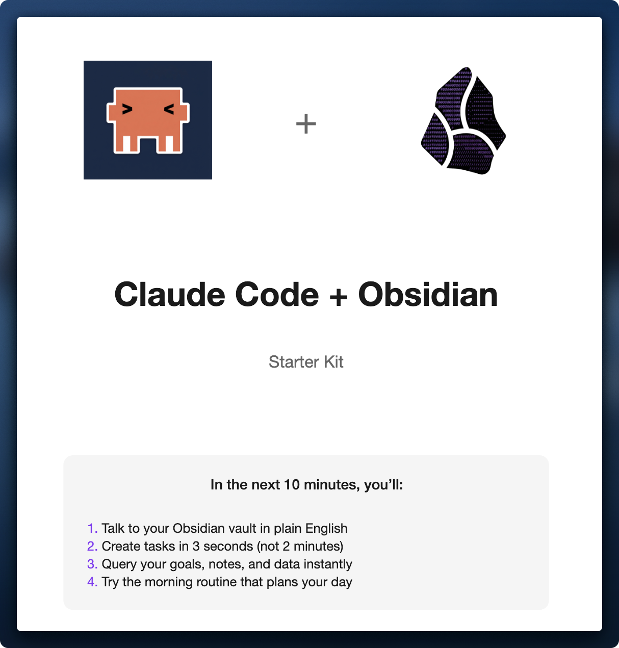 Claude Code + Obsidian Starter Kit