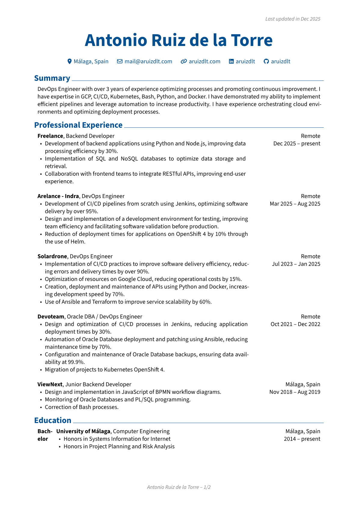 CV page
