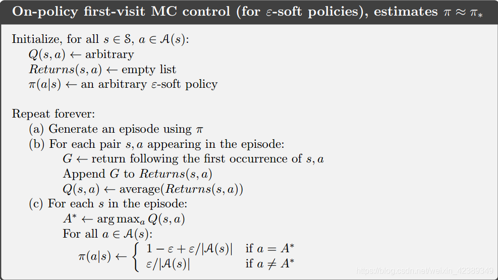 pseudocode of monte carlo learning