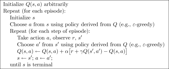 pseudocode of sarsa