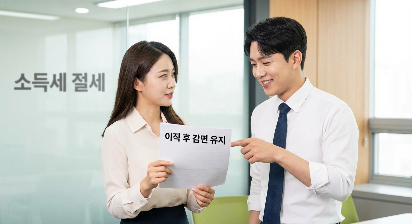 이직 후 소득세 감면 유지를 논의하는 직장인들