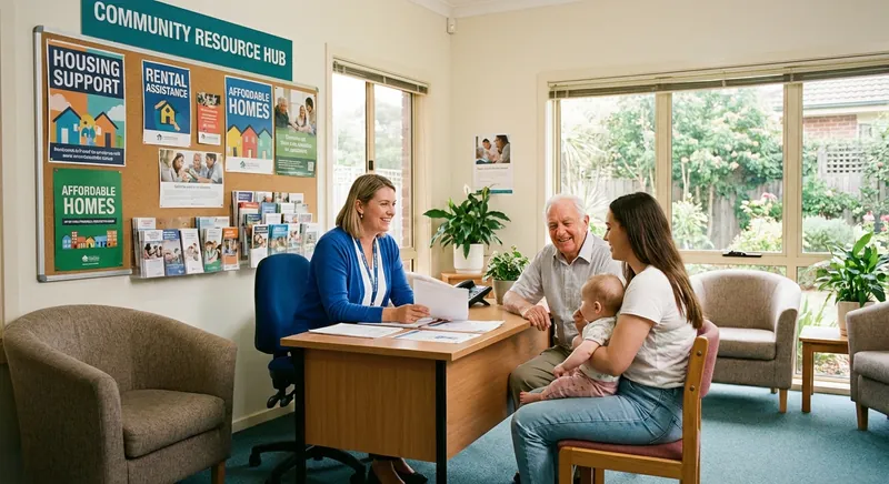 행정복지센터에서 햇살하우징 사업 신청에 대해 상담받는 모습