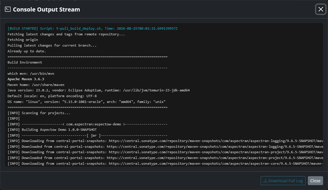 Console Output Stream Modal