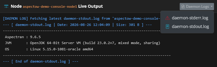 Real-time Daemon Logs Inspection from Terminal Header