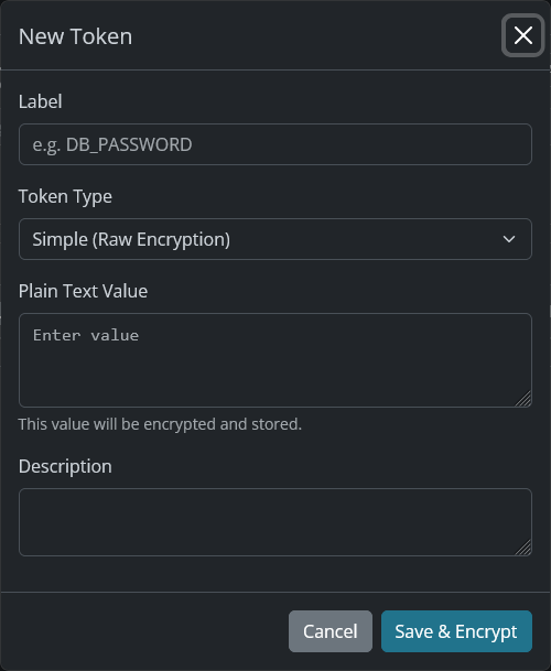 Vault Management New Token Modal