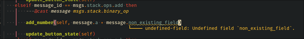 Example of error message for non existing fields
