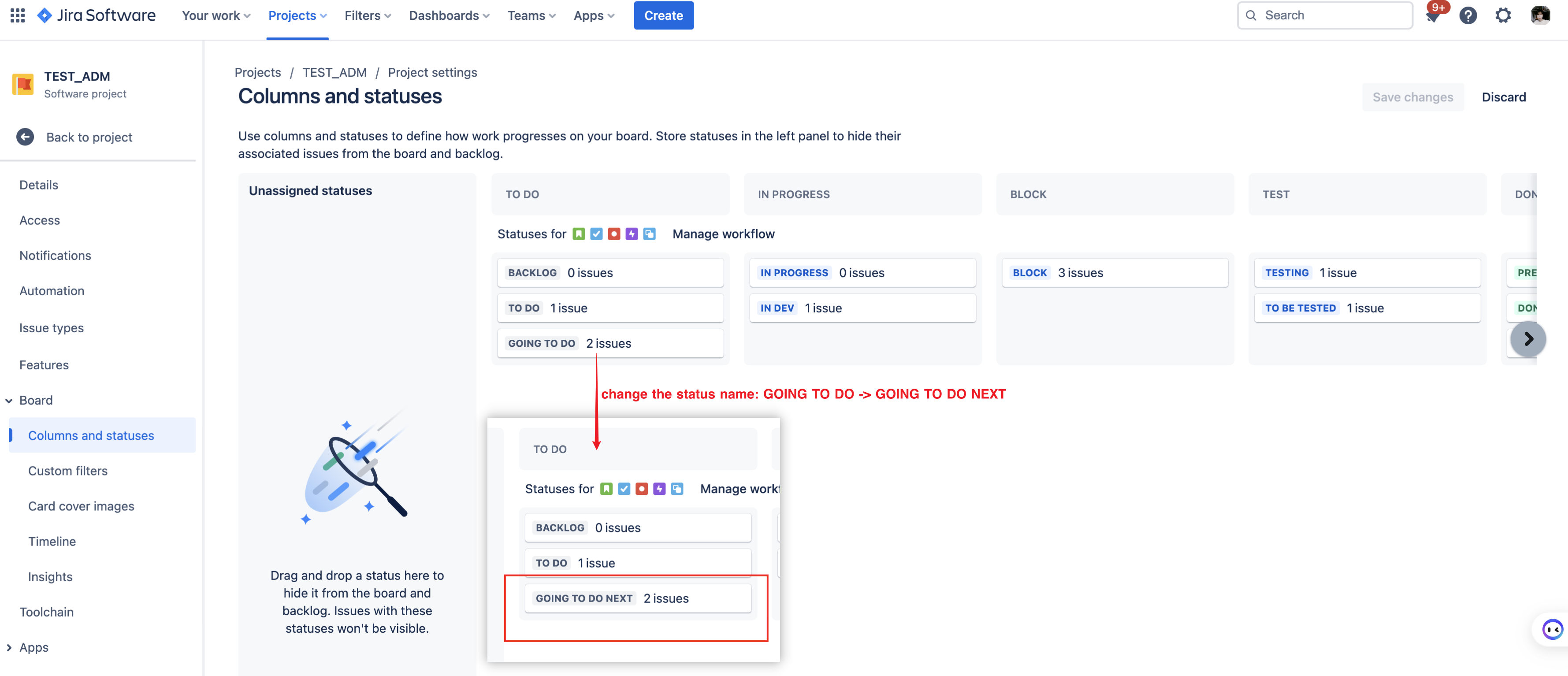 Image of status change