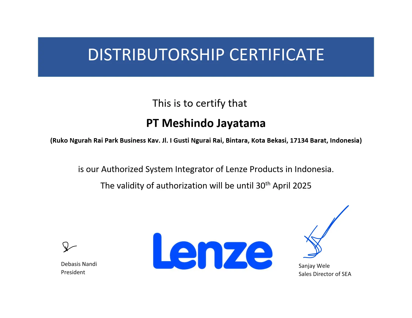 Lenze's Certificate