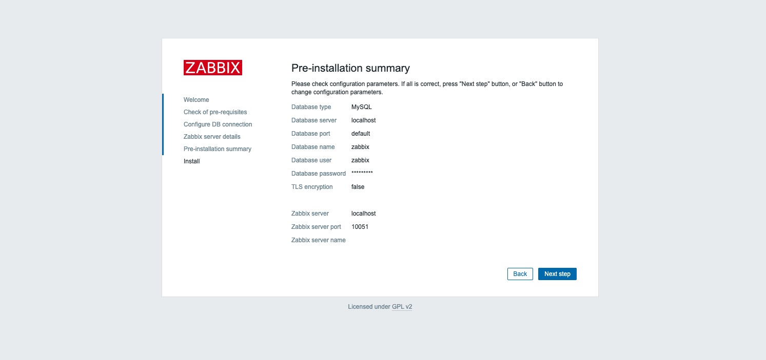 zabbix Installation Confirmation